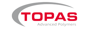 Logo for TOPAS Advanced Polymers; red text with a gray curved design.