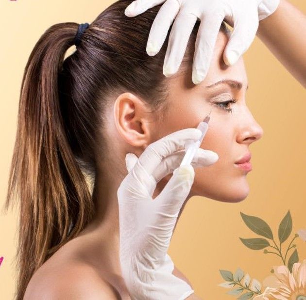 Aplicación de Botox en rostro femenino, tratamiento estético profesional para arrugas y rejuvenecimiento facial