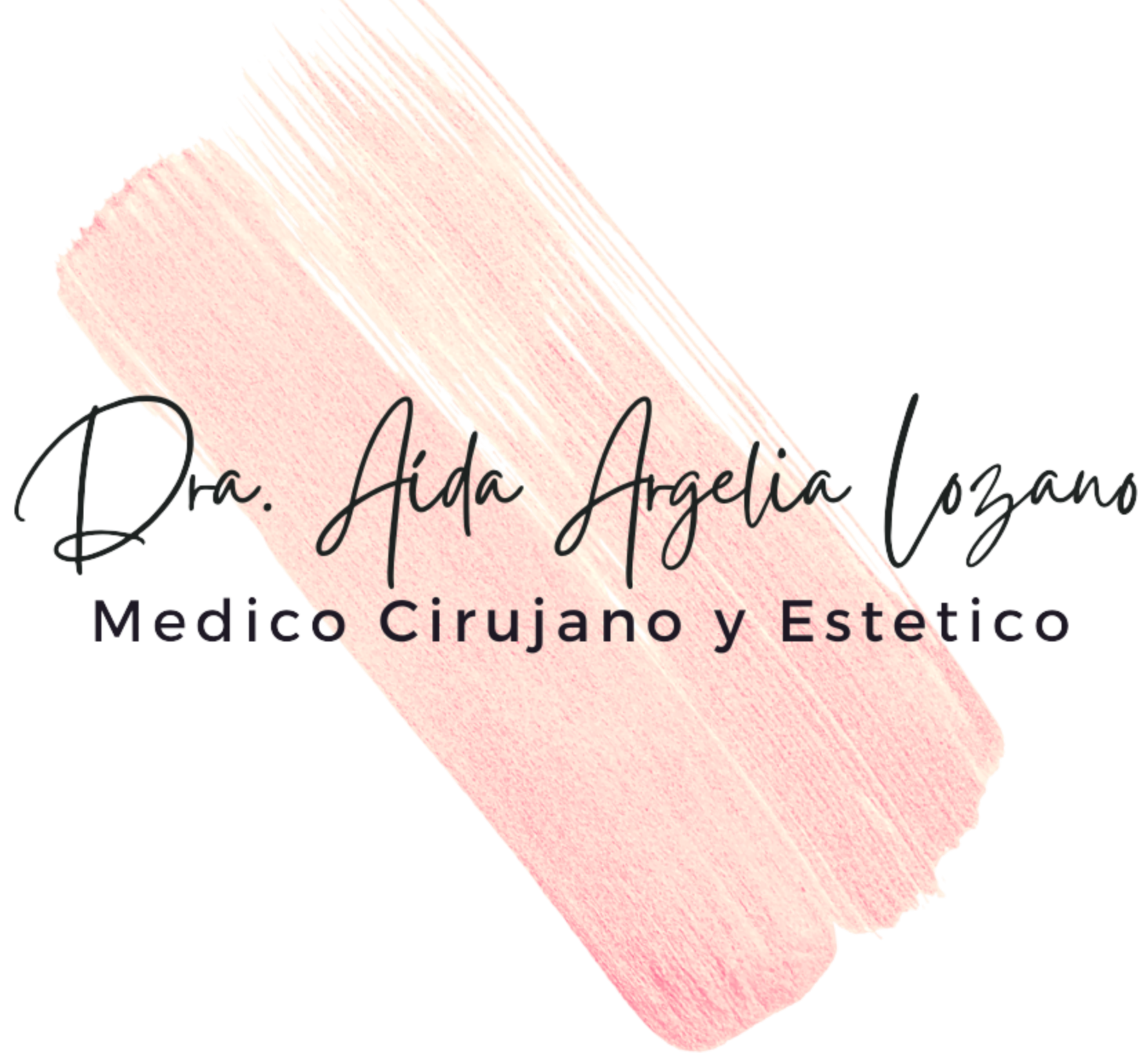 Logo de Dra. Aída Argelia Lozano, médico cirujano y estético en Ciudad Juárez, con fondo rosa profesional