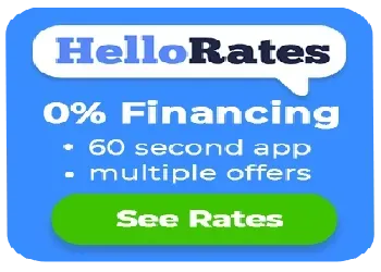 HelloRates financing banner – 0% siding installation financing, fast approval, multiple offers – Howard Roofing & Construction