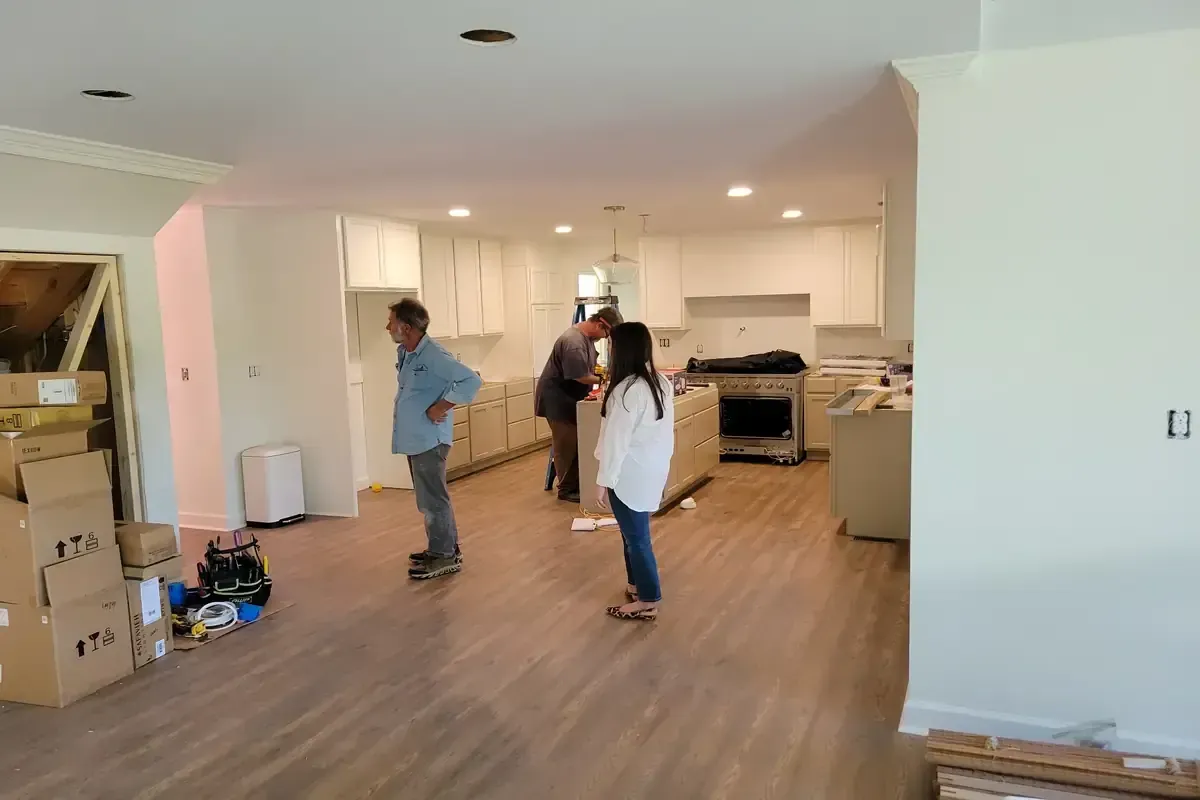 Finished kitchen view of home interior remodel