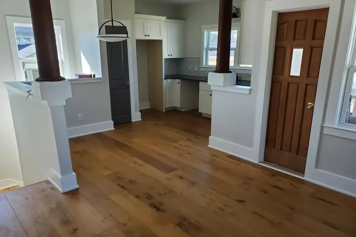 In-law apartment remodel with small kitchen and hard wood floors