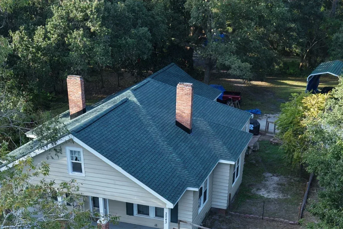 New architectural shingle roof replacement in Sneads Ferry NC with updated flashing and full-system installation.