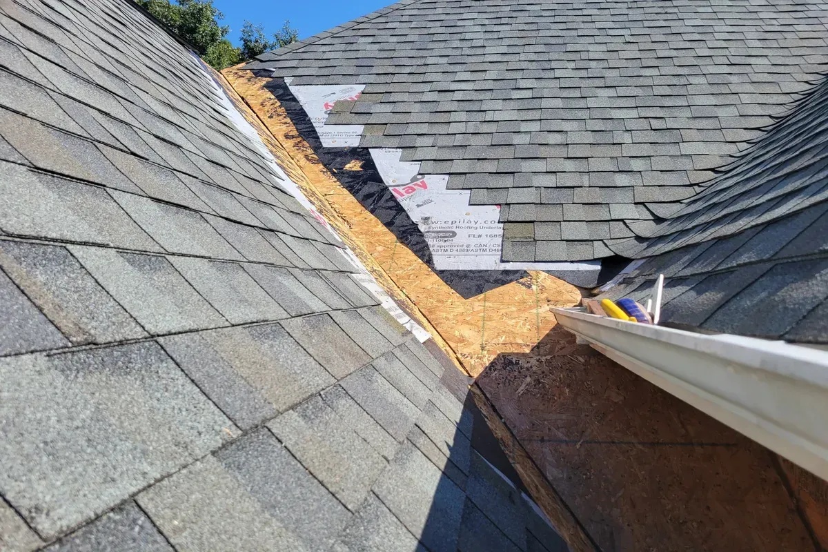 Roof repair and replacement work on residential home.