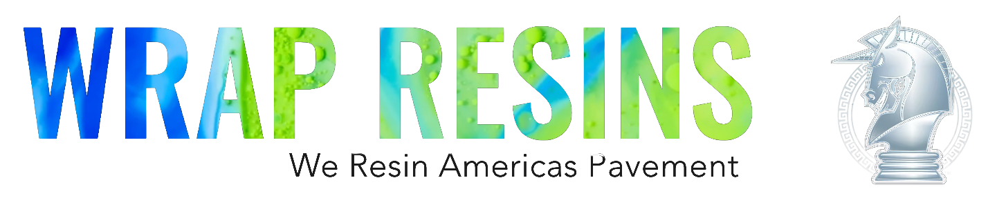 A logo for wrap resins with a statue of liberty on it