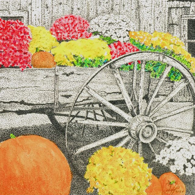 Wagon With Pumpkins