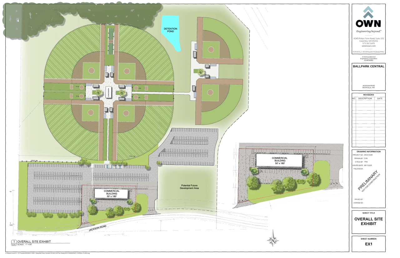 A Detailed Map of Baseball Venue Ballparks Central in Boonville, MO.
