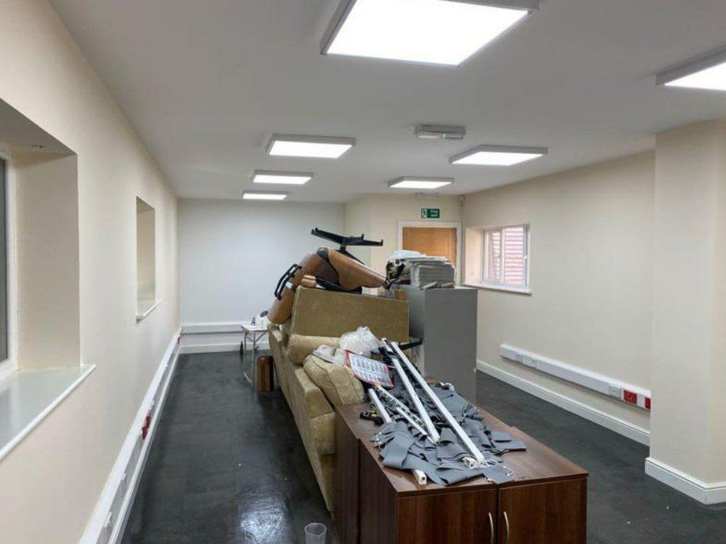 Commercial office space painted white by painters and decorators Glasgow