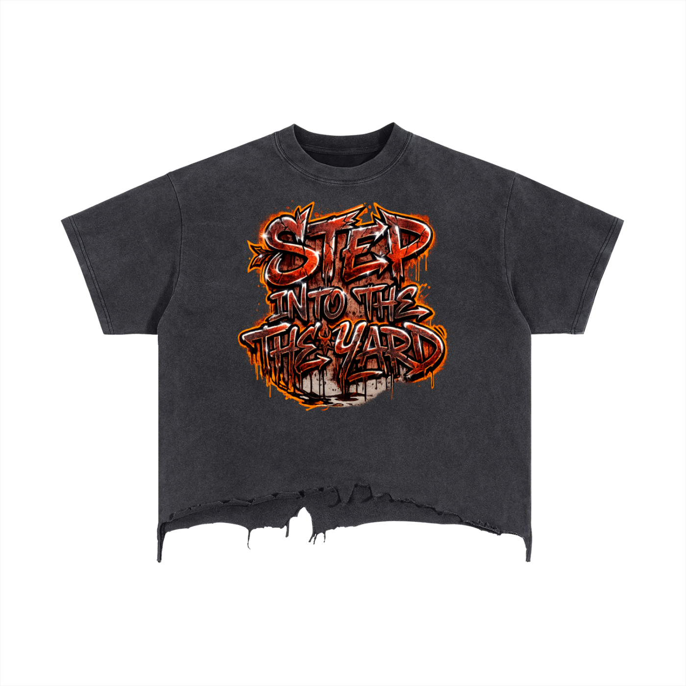 Unisex Vintage Wash Boxy Distressed Hem T-Shirt