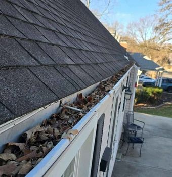 dried leaves in the gutter