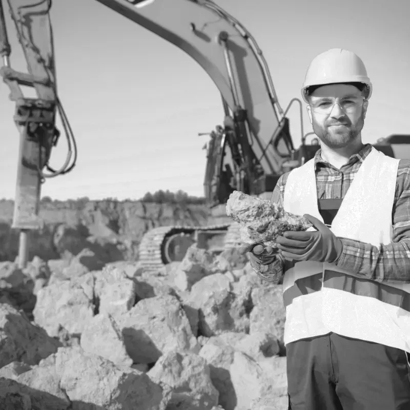 QUARRY WORKER SURVEYING RESULTS