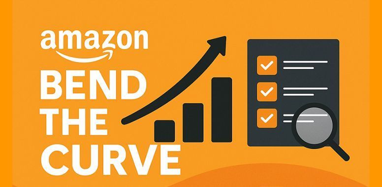 Orange background with Amazon logo, text 