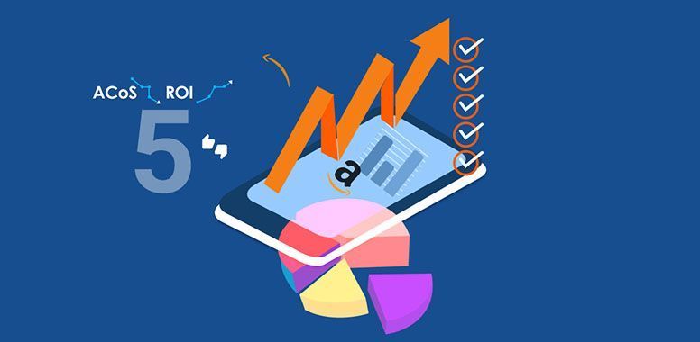 A phone screen shows an upward-trending orange graph, a pie chart, and a checklist against a blue background.