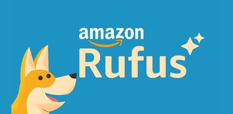 Logo for Amazon Rufus featuring a stylized dog illustration, the