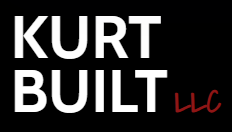 Kurt Built LLC logo in white text on a black background, 