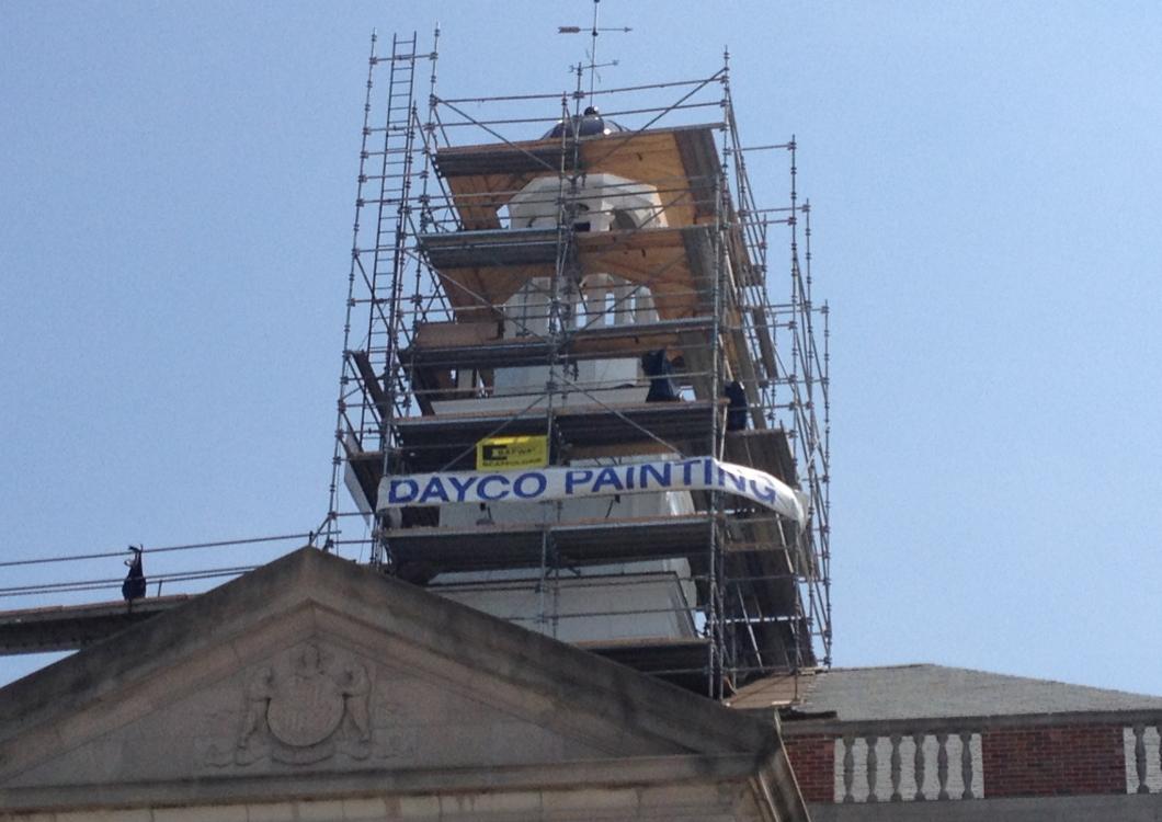 Freshly Painted Exterior building with 'Dayco Painting' banner  across.