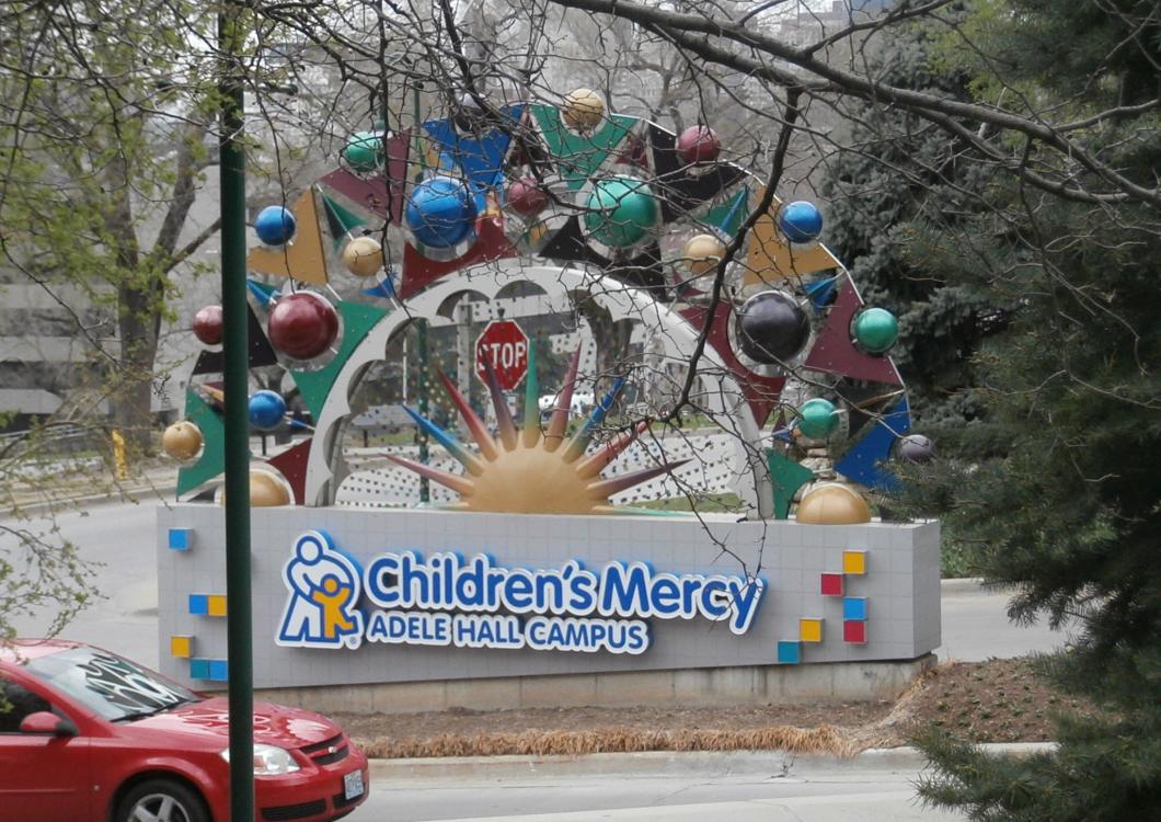 Bright and shiny Children's Mercy sign after receiving new coat of paint by Dayco