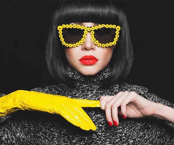 Technologically-Advanced — Lady Wearing a Yellow Gloves and a Yellow Sunglasses in San Rafael, CA