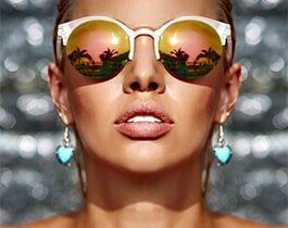 Advanced Lenses — Closeup of a Girl Wearing a Rounded Sunglasses in San Rafael, CA