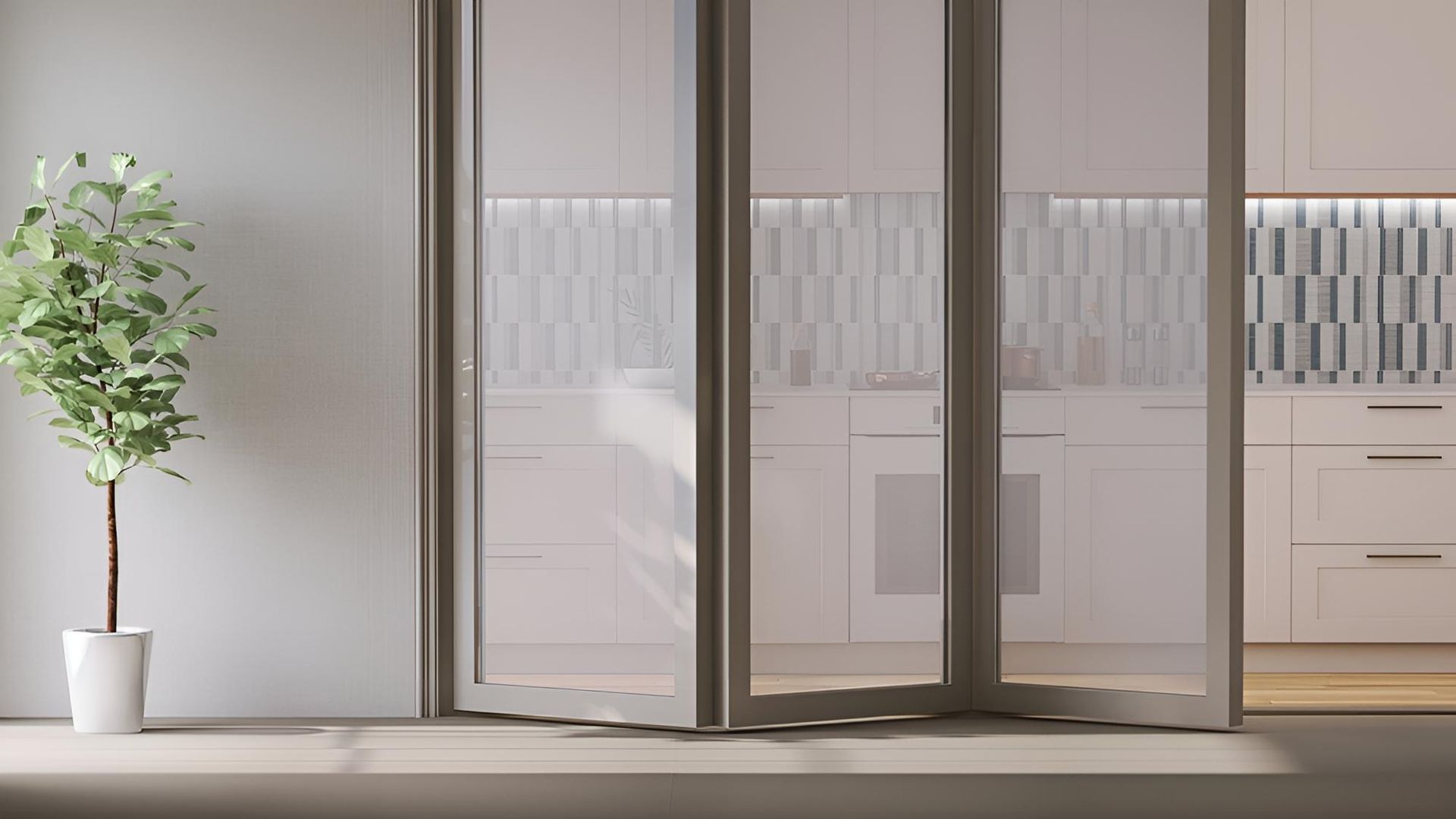 Folding Window in Kitchen — Ezi Slide - Glass, Sliding, Track & Security Doors Repair in Tweed Heads, NSW