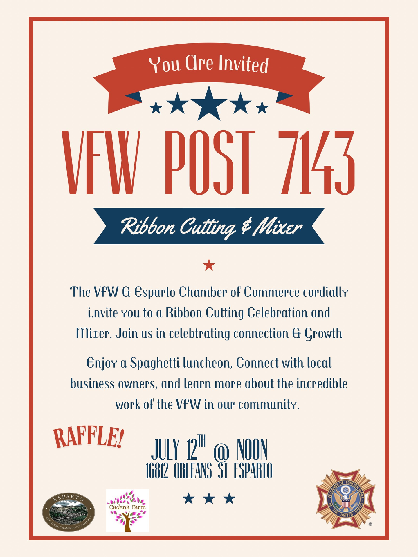 A poster for a ribbon cutting and mixer event.