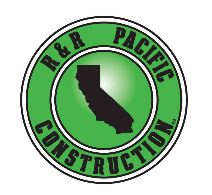 R & R Pacific Construction logo with California outline in green circle.