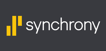 The word synchrony is on a black background.