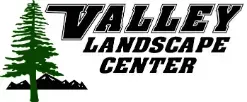 Logo for Valley Landscape Center featuring a pine tree, mountains, and text. The text includes "Valley Landscape Center".