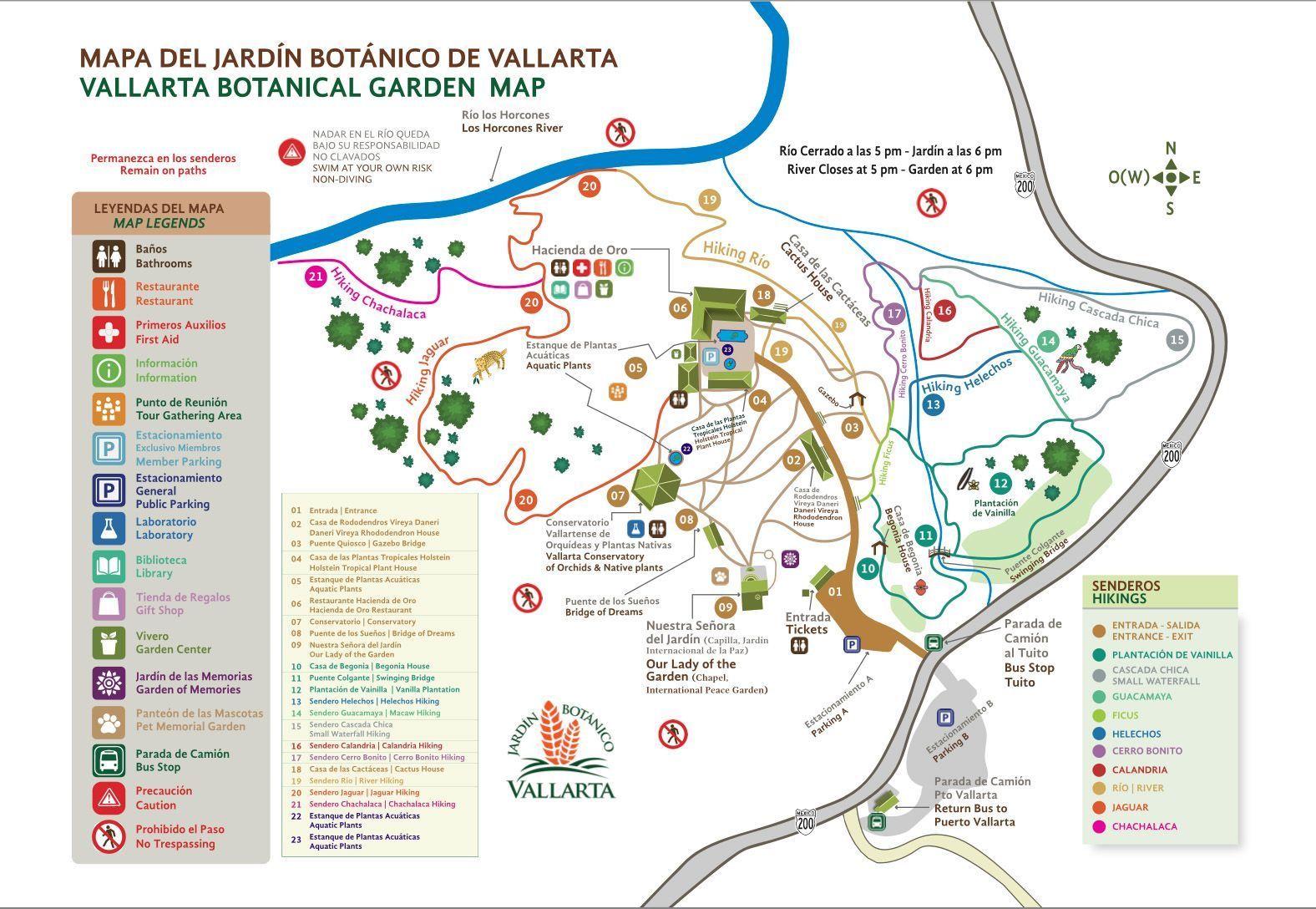 Map of the Vallarta Botanical Garden.