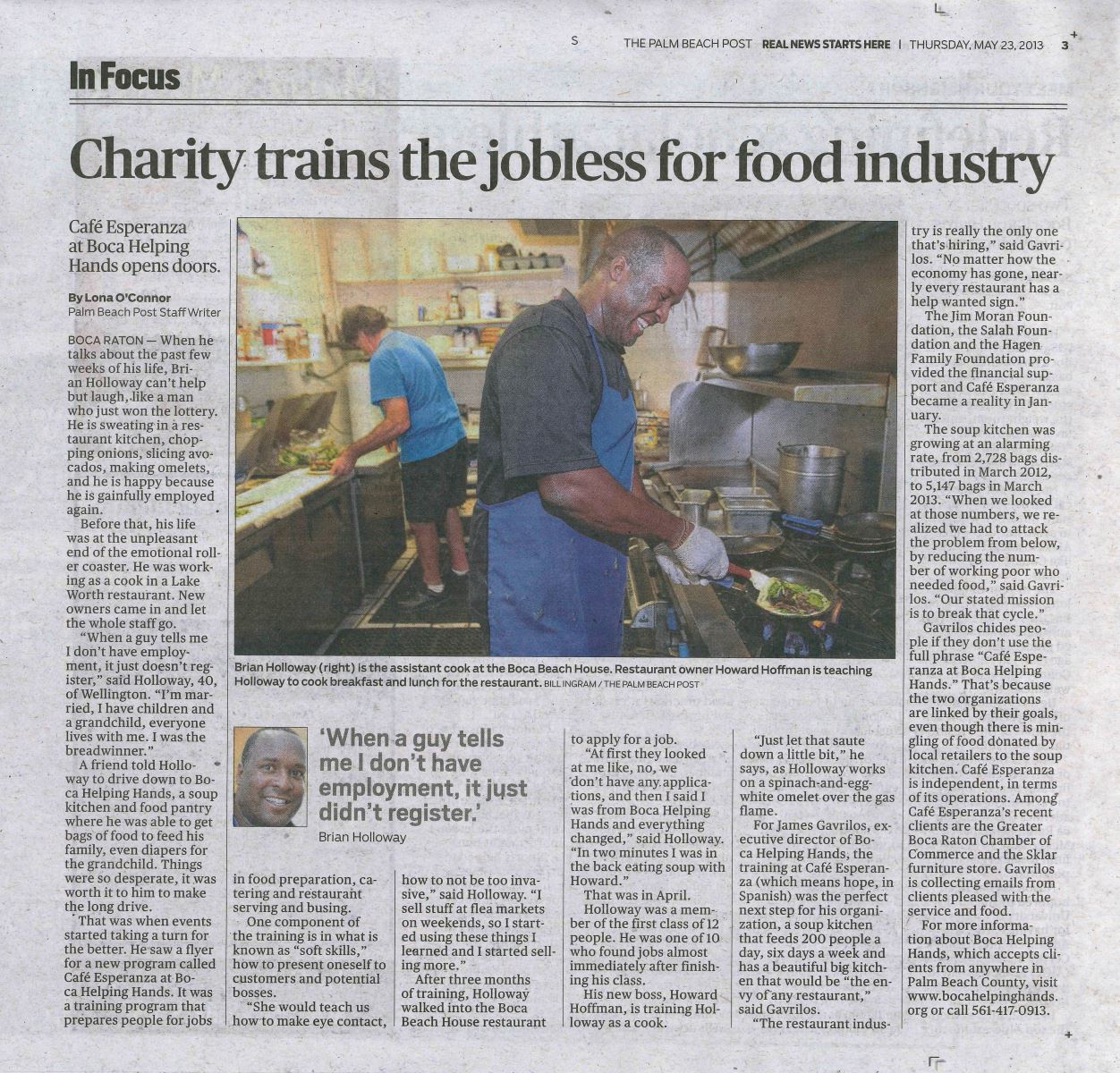 Charity Trains the jobless for food industry article