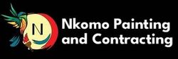 Logo for Nkomo Painting and Contracting: parrot with "N" inside a circle, text on black background.