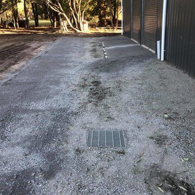 Excavation removing earth