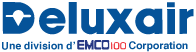 Un logo bleu et blanc pour Deluxe Air