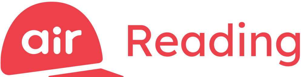 The logo for air reading is red and white and says air reading.