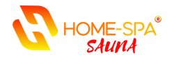 Le logo du spa et sauna à domicile est bleu et blanc sur fond noir.