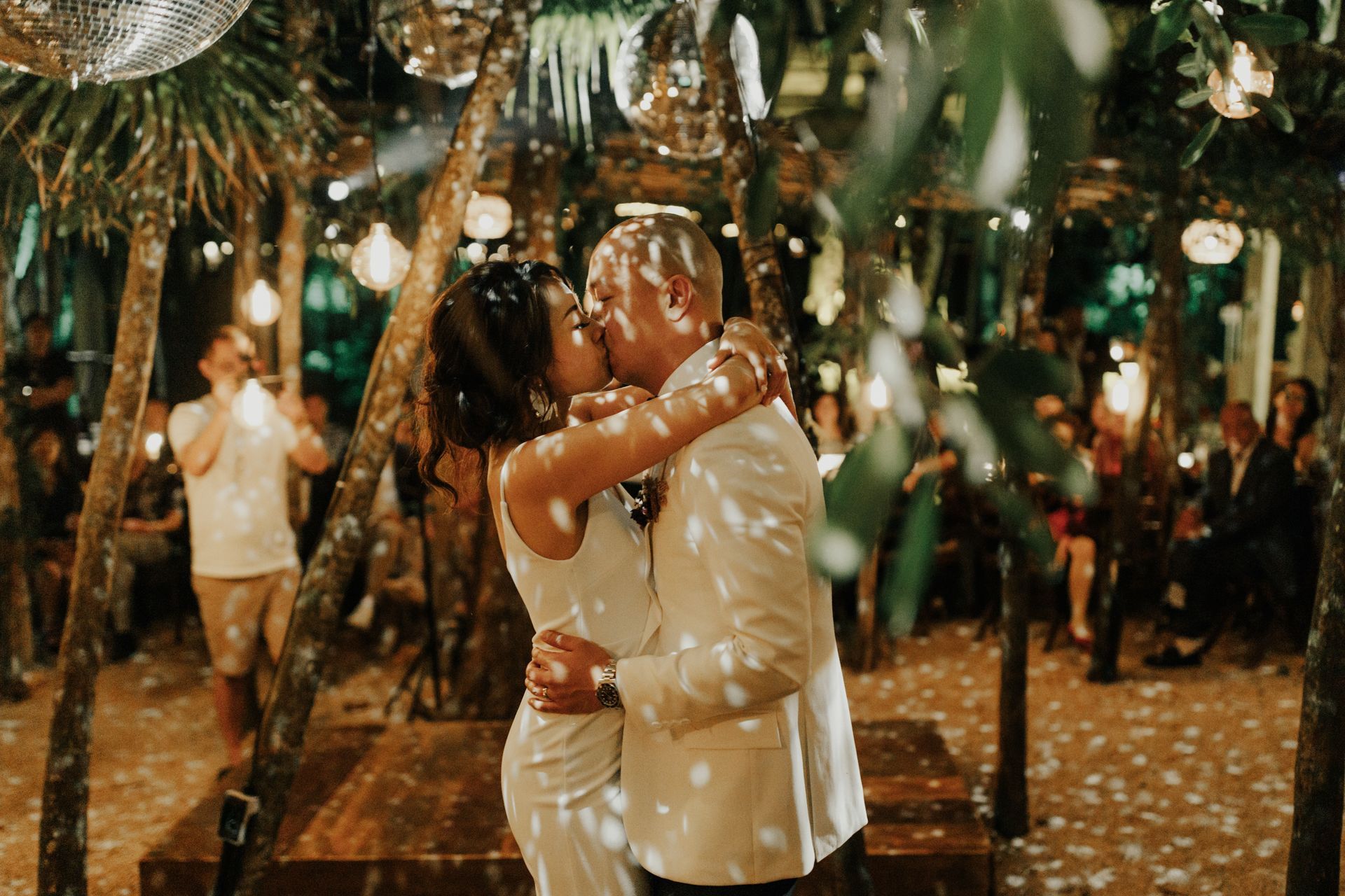 Wedding kiss at WILD Tulum