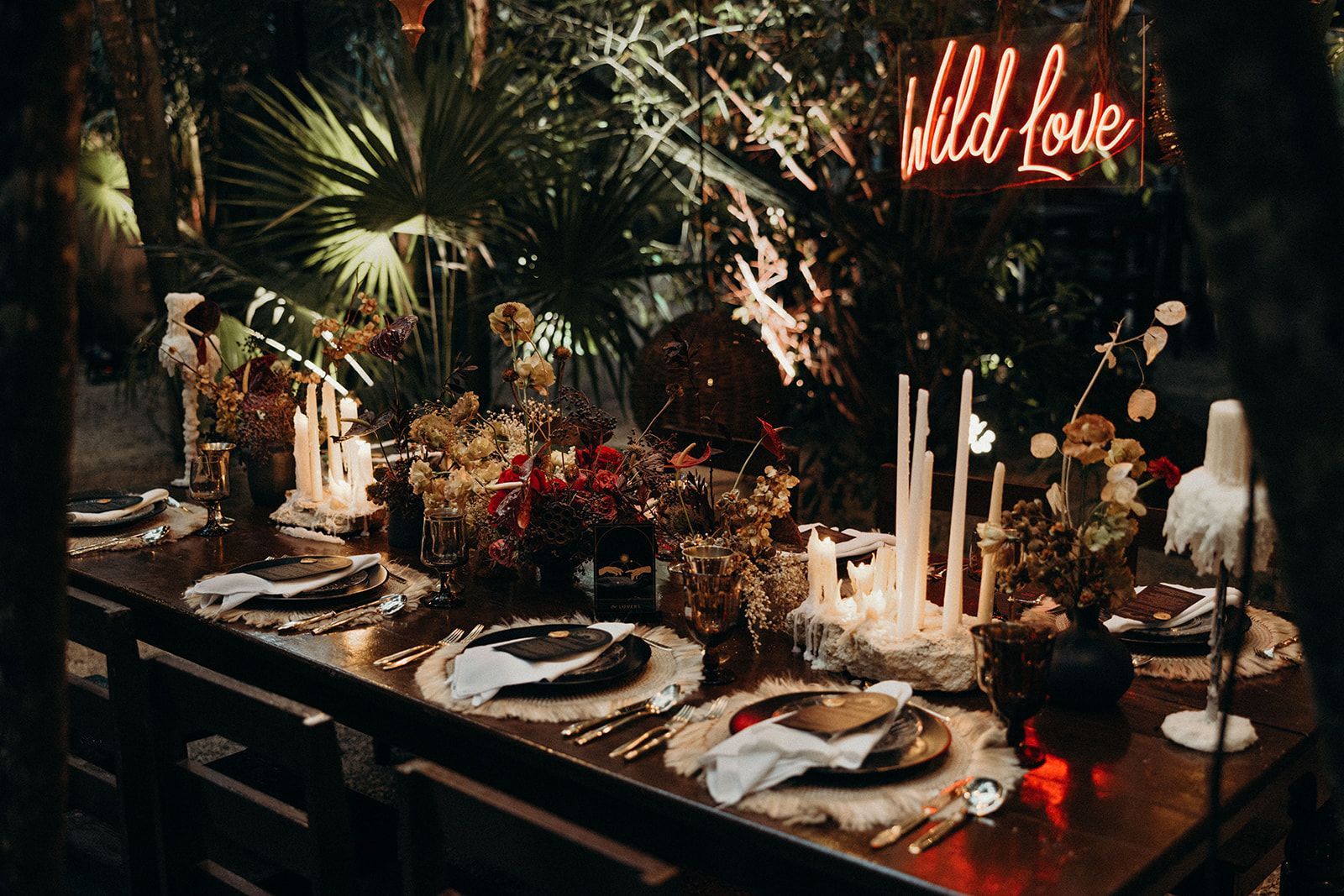 Wedding decor at WILD Tulum restaurant