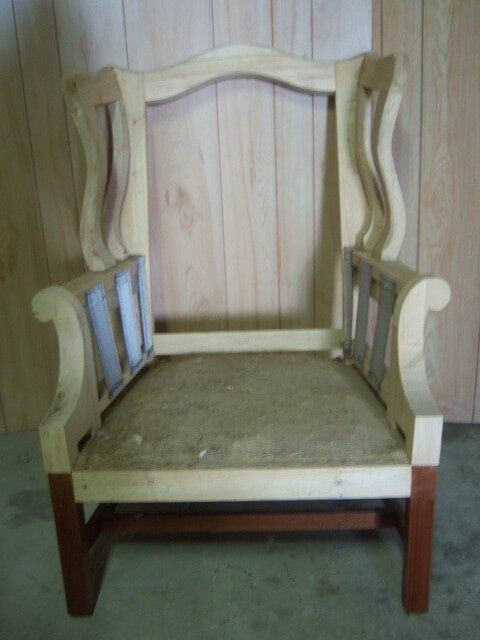 White & Brown Chair - Upholstery Shop