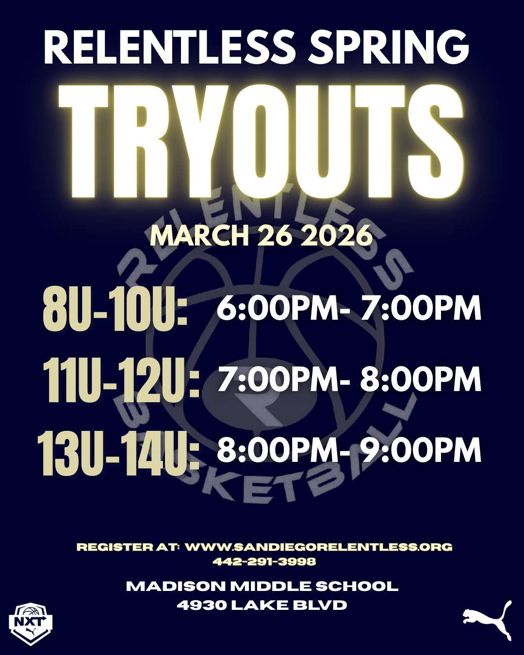 Elementary & Middle School Tryouts Flyer