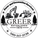 Logo for Greer Dozer and Excavation Services: excavator and dozer with text "Greer, Established 1970," and phone number.