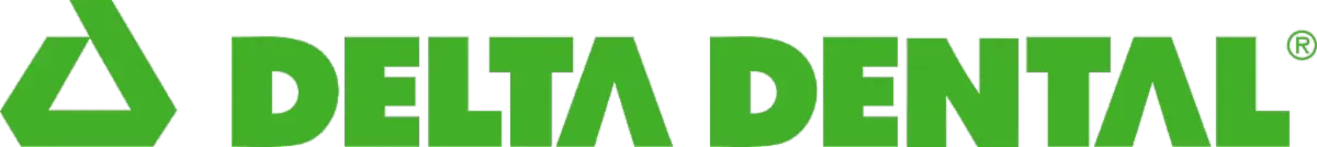 A green delta dental logo on a white background.