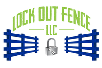 A logo for a company called lock out fence llc
