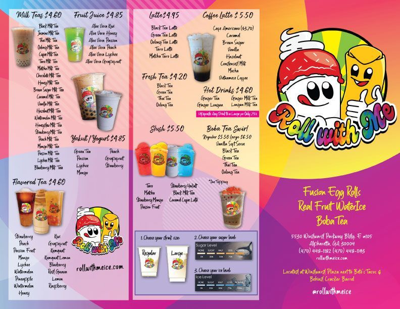 A menu for a restaurant called roll with meices