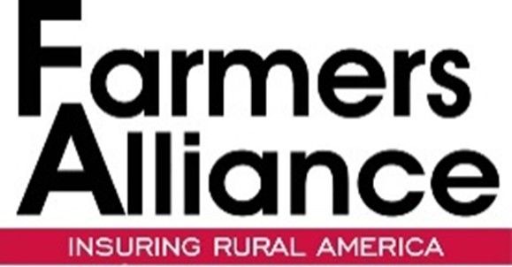 Farmers Alliance logo with black text on a white background, red banner: "Insuring Rural America."