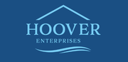 Logo for Hoover Enterprises featuring a house outline above the name and stylized waves below, on a dark blue background.