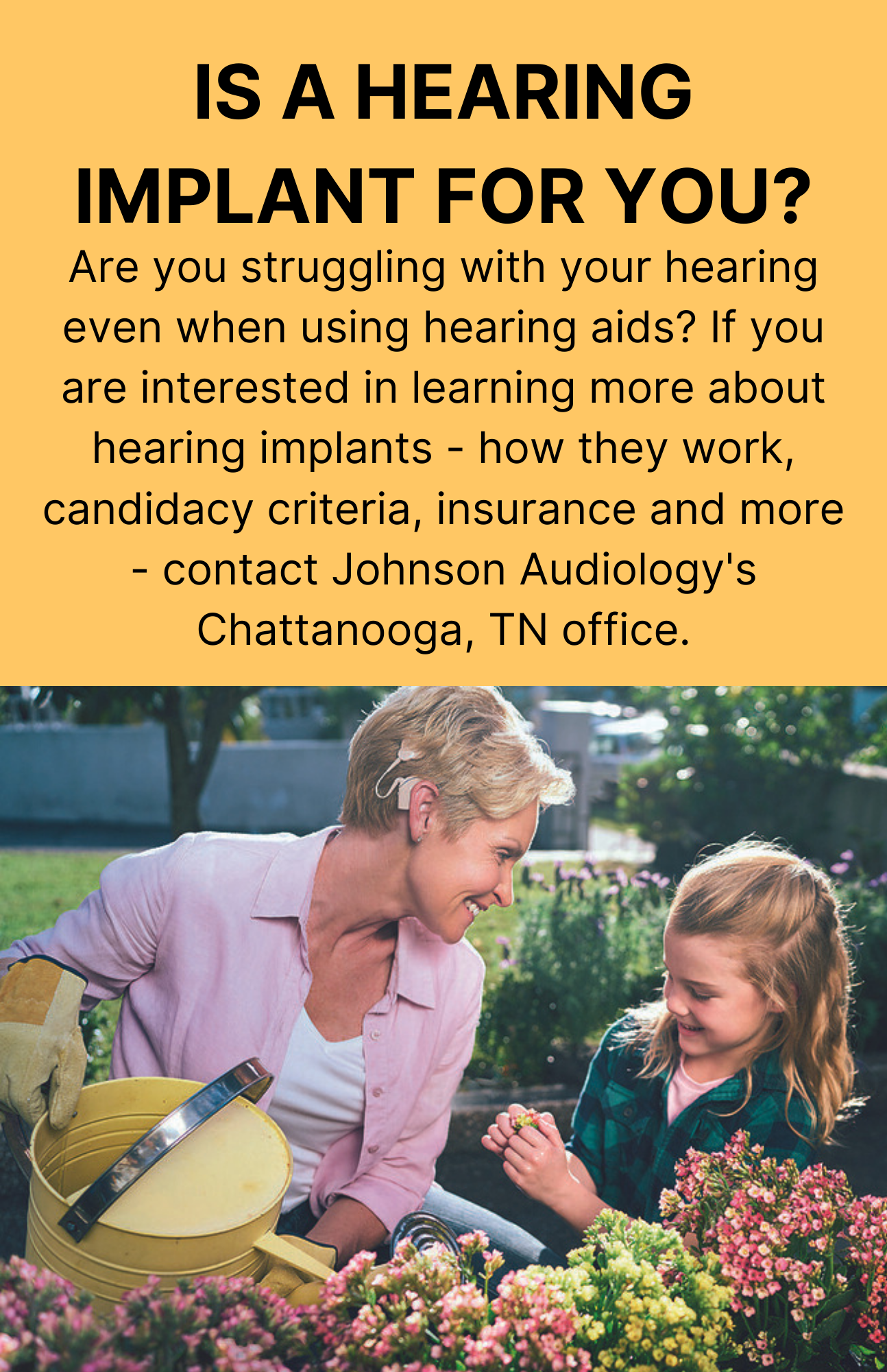 A woman with a hearing implant is talking to a little girl