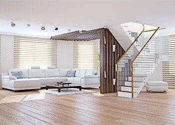 A room decorated with our blinds and shades in Santa Monica, CA
