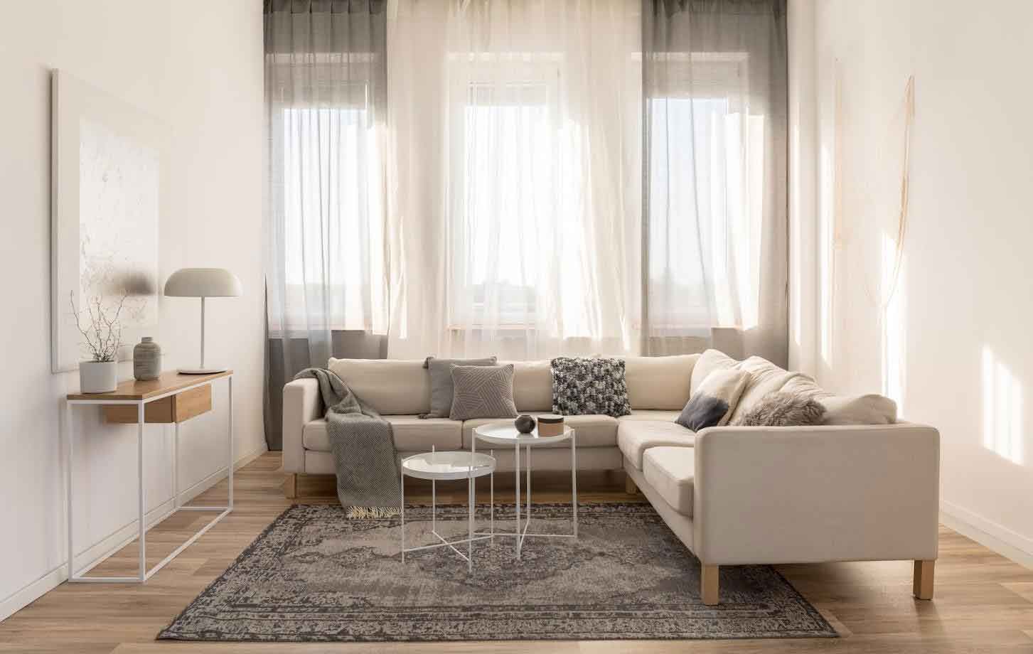 Window Treatments — House Living Room With A Sofa Set in Los Angeles, CA