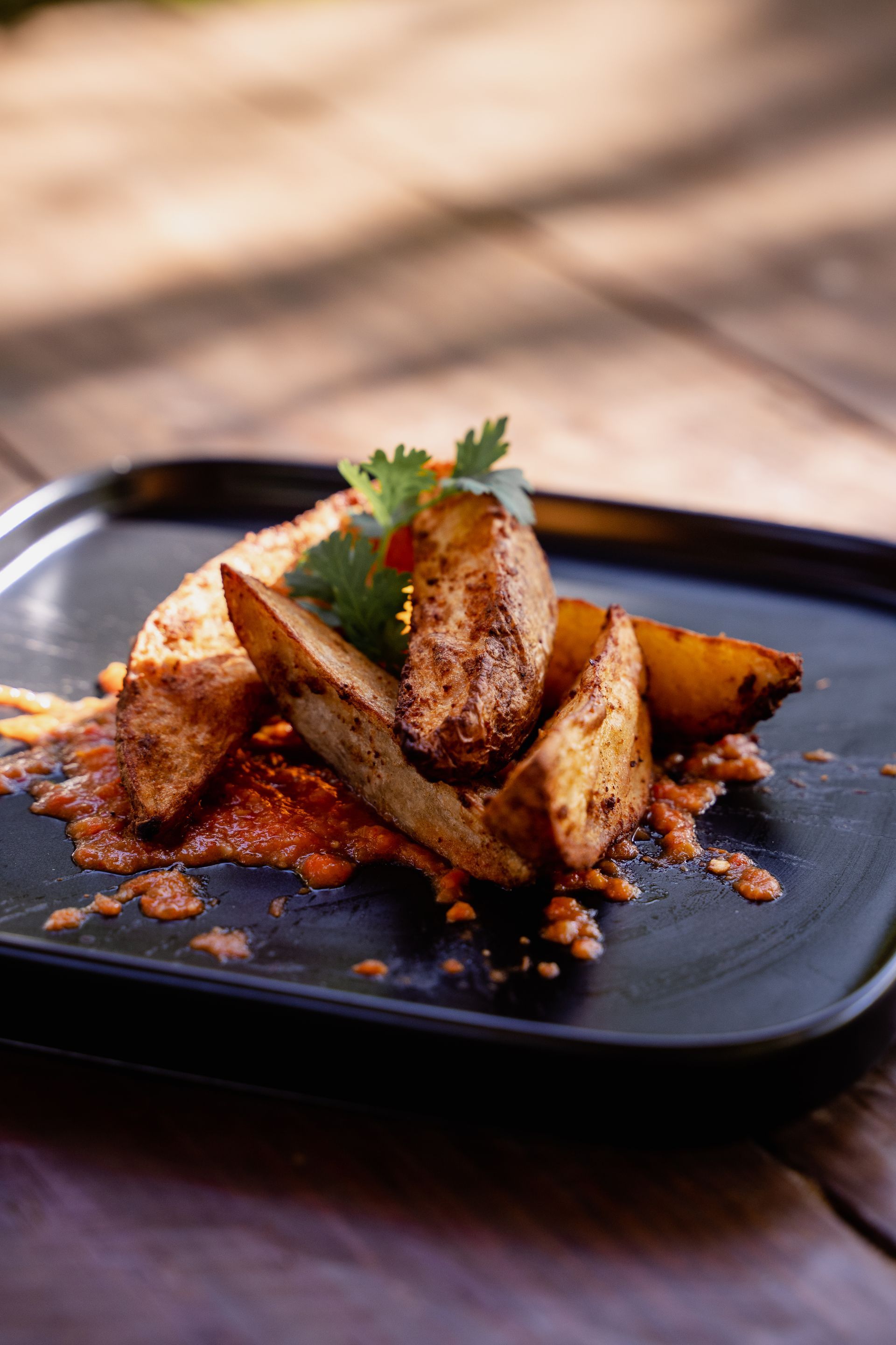 A close up of a plate of food on a table.