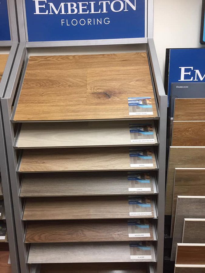 A Display of Different Types of Flooring in a Store — Bayside Carpets & Flooring in Laurieton, NSW